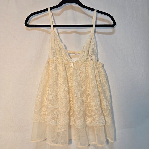 Victoria's Secret Tops - VICTORIA'S SECRET Y2K Fairy Lacy Sheer Ivory Babydoll Top Size M Never Worn!